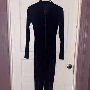 Fashion Nova Black Velvet Jumpsuit